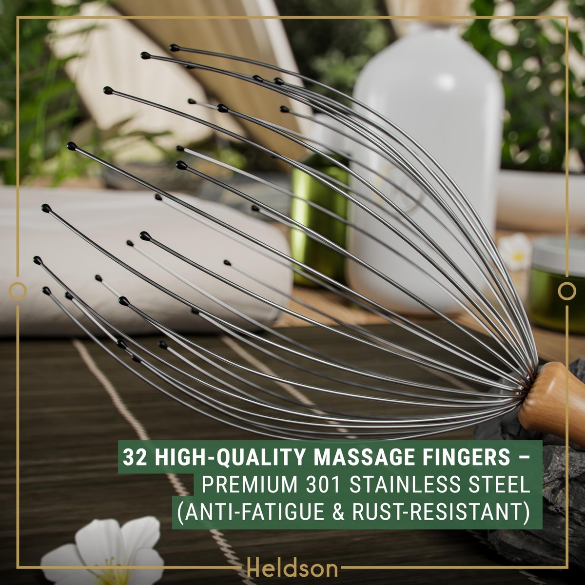 HELDSON® Premium Wire Head Massager Scalp Massager Tool - 32 Fingers Octopus Scratcher - Stress Relax Tickler - Hair Massagers Whisk - Headspa Equipment - Headscratcher Tickle Tools - Gift Men, Women - görsel 13