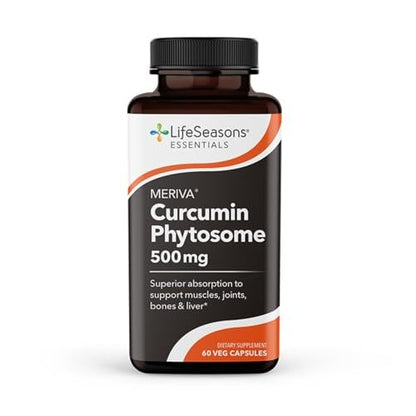 LifeSeasons Essentials Meriva Turmeric - Curcumin Phytosome Supplement - Supports Muscles Joints Bones & Liver - Enhance Circulation & Heart Health - Eases Body Stiffness & Aches - 60 Capsules