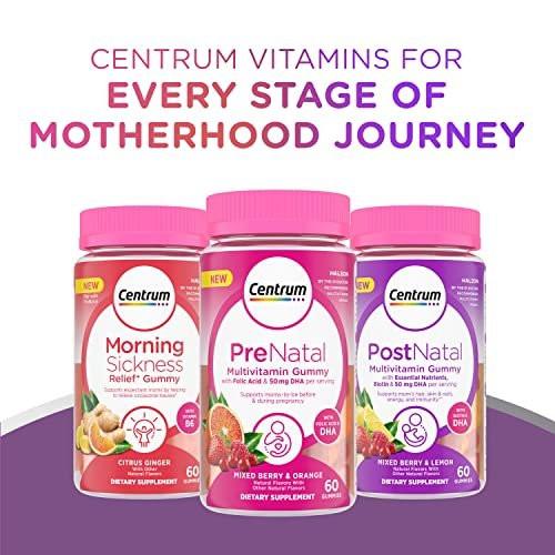 Centrum Prenatal Multivitamin Gummies with DHA and Folic Acid, Mixed Berry and Orange Flavors - 60 Count, 30 Day Supply - görsel 5
