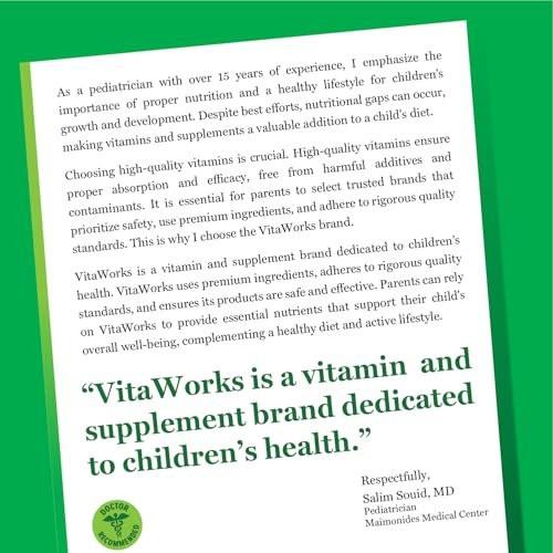 VitaWorks Iron Supplements for Kids Chewable Tablets with Vitamin C, 10mg Ferrous Fumarate, Orange Flavor, Non-GMO, Vegan, Gluten Free and Nut Free, Blood Formation for Children, 120 Chewables - görsel 10