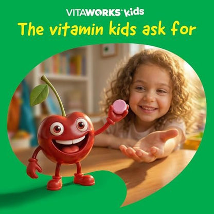 VitaWorks Vitamin B12 for Kids 1000 mcg Chewable Tablets, Vegan B12 Supplement, Support Energy and Metabolism, Cherry Flavor, Non-GMO, Gluten Free, 120 Chewables