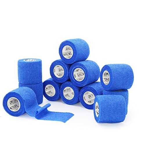 OK TAPE Self Adherent Cohesive Bandages Wrap - 12Packs, 2" x 5 Yards, Non-Woven Self Adhesive Bandage Wrap for Thumb, Finger, Wrist, Ankle, Vet Wrap Bandages Tape (Sapphire Blue) - görsel 1