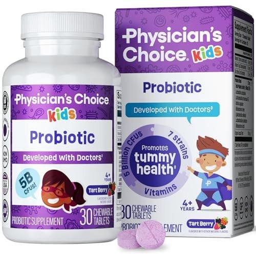Physician's CHOICE Probiotics for Kids - 7 Diverse Strains, Organic Prebiotics, Vitamins & Minerals - Clinically Studied L. Rhamnosus GG - Immune & Digestive Support - No Sugar or Artificial Dyes - görsel 1