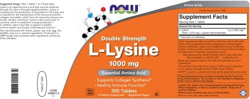 Now Foods L-Lysine 1000mg - Double Strength - 300 Tablets - Non-GMO Amino Acid Supplement (L-Lysine Hydrochloride) - 1000 mg Tabs - Vegan/Vegetarian - görsel 5