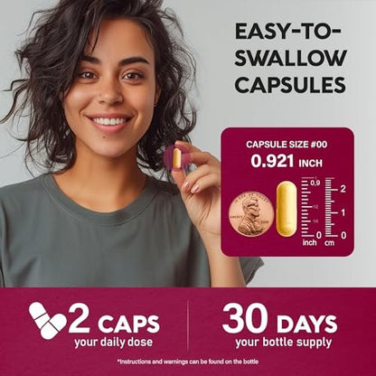 Vitamin B Complex for Men & Women - Riboflavin B2, B12, B1, B3, B5, B6, B7, B8, B9 | Vitamin C, Choline, Inositol | B-Complex Supplement | Energy, Brain & Heart Support | Lab Tested | 60 Vegan Capsules