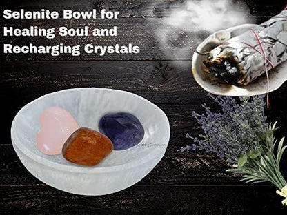 Amazing Gemstone Selenite Bowl - 4" Round Selenite Crystal to Charge Your Healing Stones and Crystals - Selenite Charging Plate Bowl