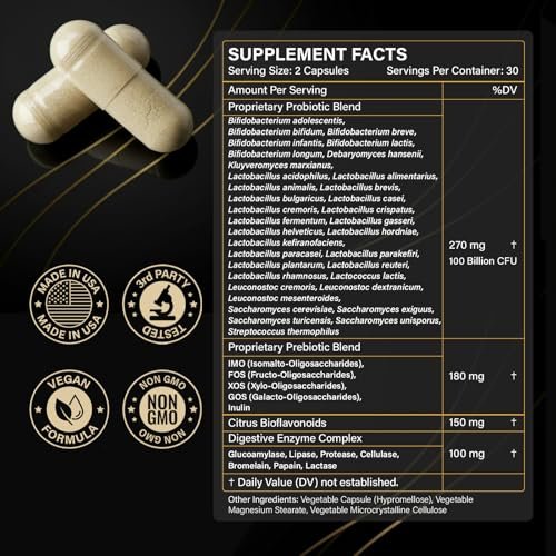 Probiotics with Prebiotics for Men and Women - 35 Strains Probiotics 100 Billion CFU for Gut & Digestive Health, Vegan Acidophilus Probiotic Supplement, Non-GMO Raw Probiotic 60 Capsules - görsel 12