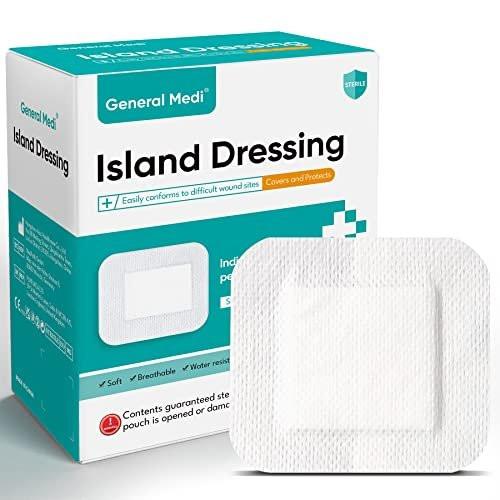 General Medi Sterile Island Dressing Bordered Gauze – 50 Count, 4" x 4" Gauze Pads, Wound Care Pad with Adhesive Border - Sterile, Soft & Highly Absorbent Medical Grade Dressing Pad - görsel 4