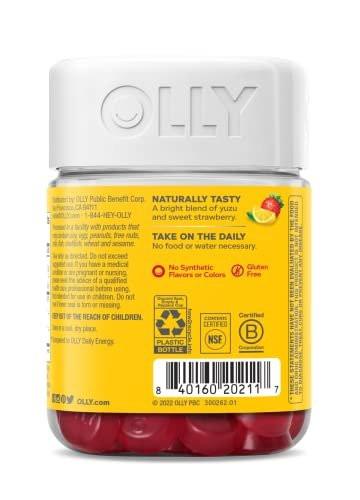 OLLY Extra Strength Daily Energy Gummy, Caffeine Free Cellular Energy Production, 1000 mcg Vitamin B12, CoQ10, Goji Berry, Adult Chewable Supplement, Berry Yuzu Flavored, 30 Day Supply - 60 Count - görsel 12