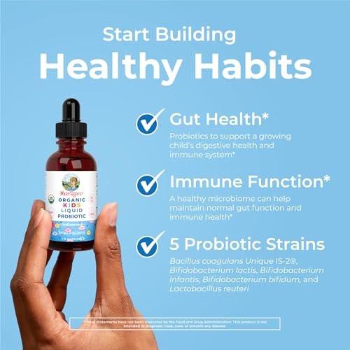 MARYRUTH'S Organics Kids Probiotic Liquid Drops | USDA Organic Probiotics for Digestive Health | Ages 4+ Gut Health & Immune Support Supplement | Overall Health | Vegan | Non-GMO | 1 Fl Oz - görsel 9