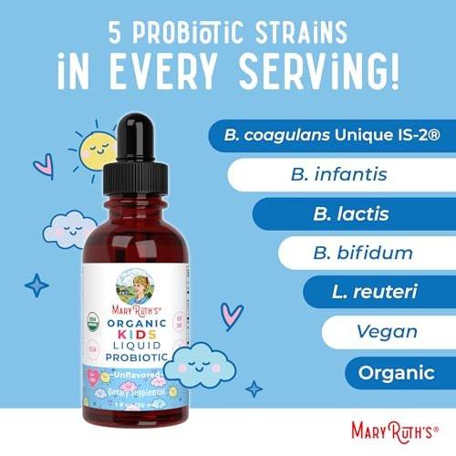 MARYRUTH'S Organics Kids Probiotic Liquid Drops | USDA Organic Probiotics for Digestive Health | Ages 4+ Gut Health & Immune Support Supplement | Overall Health | Vegan | Non-GMO | 1 Fl Oz - görsel 13