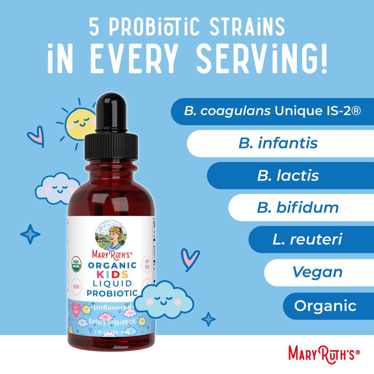MARYRUTH'S Organics Kids Probiotic Liquid Drops | USDA Organic Probiotics for Digestive Health | Ages 4+ Gut Health & Immune Support Supplement | Overall Health | Vegan | Non-GMO | 1 Fl Oz - görsel 14