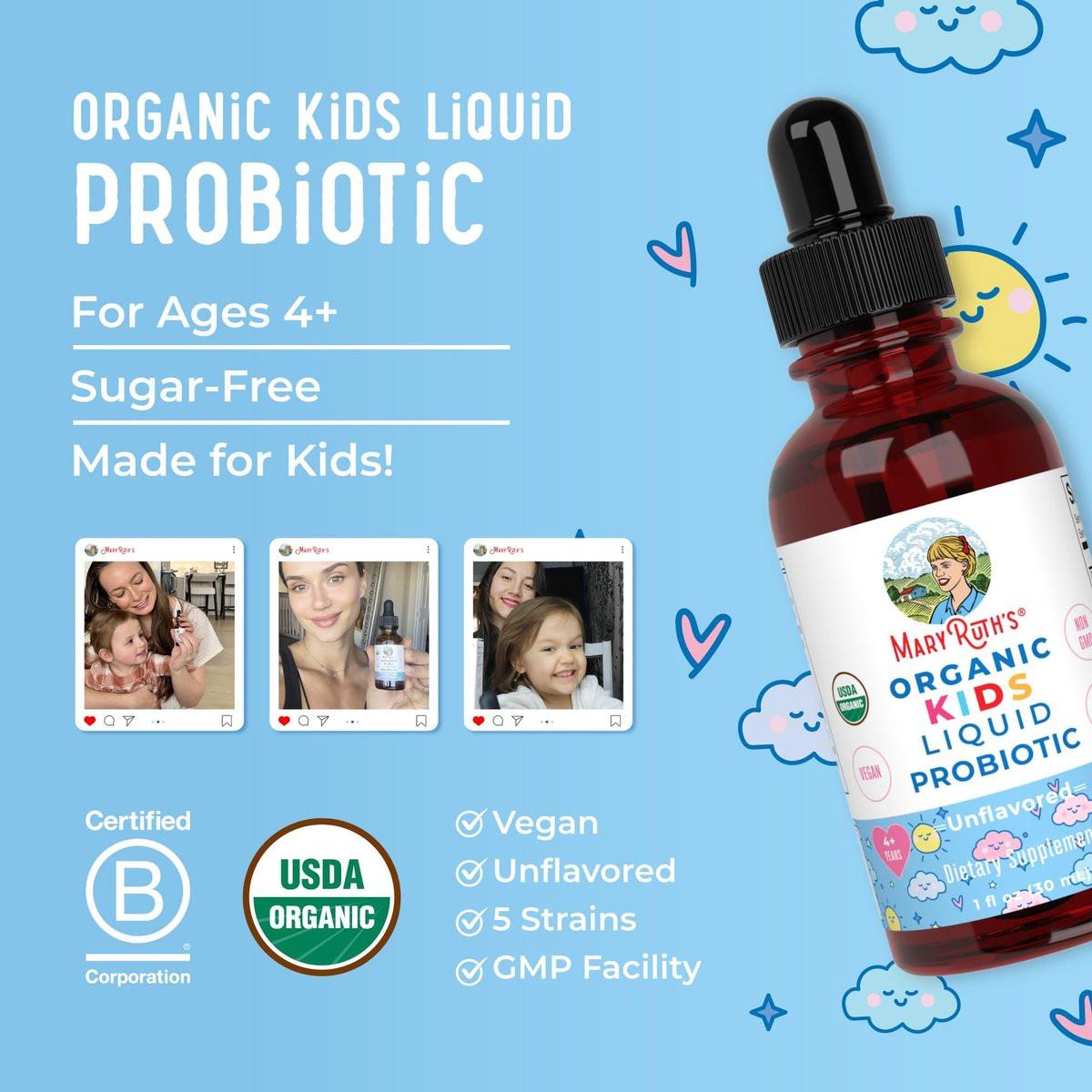 MARYRUTH'S Organics Kids Probiotic Liquid Drops | USDA Organic Probiotics for Digestive Health | Ages 4+ Gut Health & Immune Support Supplement | Overall Health | Vegan | Non-GMO | 1 Fl Oz - görsel 16