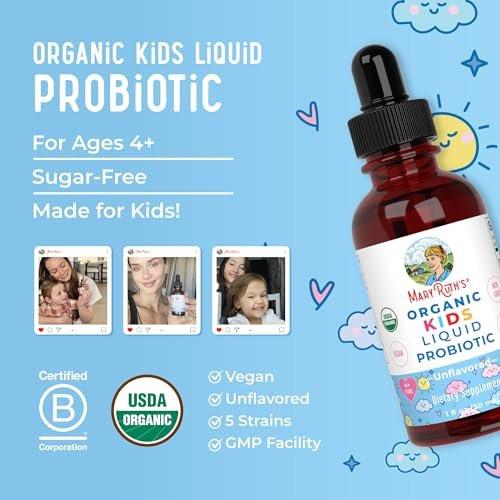 MARYRUTH'S Organics Kids Probiotic Liquid Drops | USDA Organic Probiotics for Digestive Health | Ages 4+ Gut Health & Immune Support Supplement | Overall Health | Vegan | Non-GMO | 1 Fl Oz - görsel 15