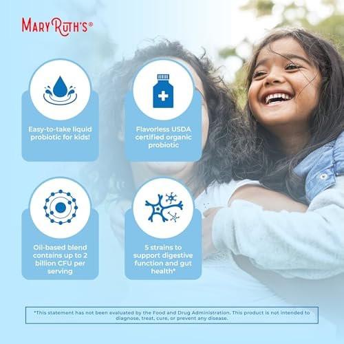 MARYRUTH'S Organics Kids Probiotic Liquid Drops | USDA Organic Probiotics for Digestive Health | Ages 4+ Gut Health & Immune Support Supplement | Overall Health | Vegan | Non-GMO | 1 Fl Oz - görsel 11
