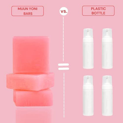 Muun Strawberry Yoni Soap Bar - Pack 3 pH Balancing Cleanser - Probiotics & Natural Ingredients - Gentle Cleansing Formula Eliminates Odor Vaginal Health - Feminine Wash - Moisturizing Intimate