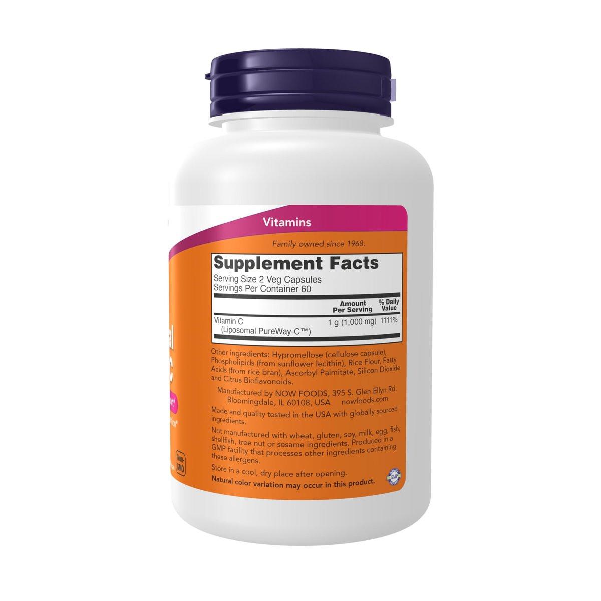 NOW Supplements, Liposomal Vitamin C, Immune & Collagen Support, 120 Veg Capsules - görsel 3