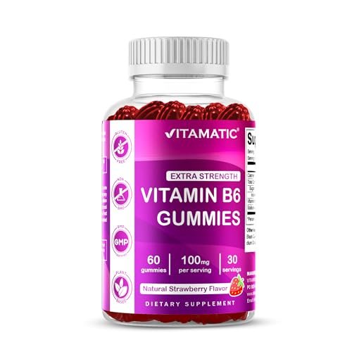 Vitamatic Vitamin B6 100mg - Berry Flavor - 60 Pectin Based Gummies - Supports Nervous System - görsel 10