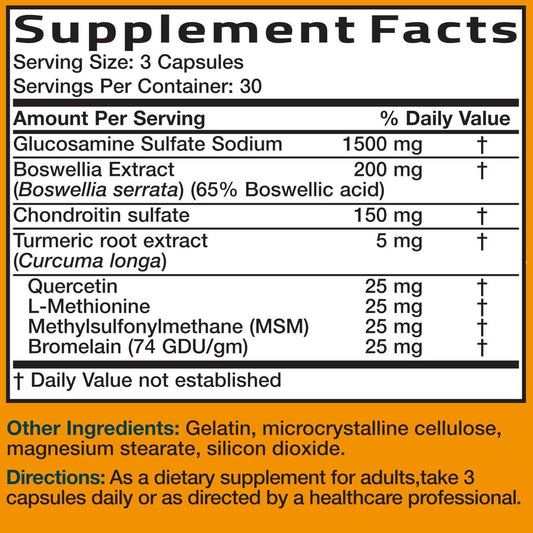 Bronson Glucosamine Chondroitin Turmeric & MSM Advanced Joint & Cartilage Formula, Supports Healthy Joints, Mobility & Cartilage - Non-GMO, 90 Capsules