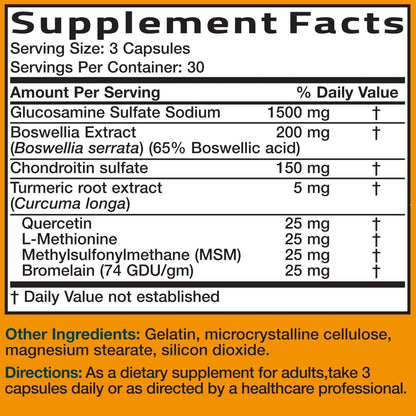 Bronson Glucosamine Chondroitin Turmeric & MSM Advanced Joint & Cartilage Formula, Supports Healthy Joints, Mobility & Cartilage - Non-GMO, 90 Capsules
