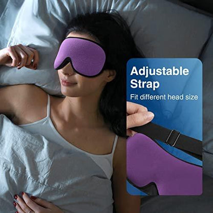 YFONG Weighted Sleep Mask, Women Men 3D Eye Mask Blocking Lights Sleeping Mask (4.2oz/120g), Pressure Relief Night Sleep Eye Mask with Adjustable Strap, Eye Cover Blindfold for Travel Nap Yoga, Blue