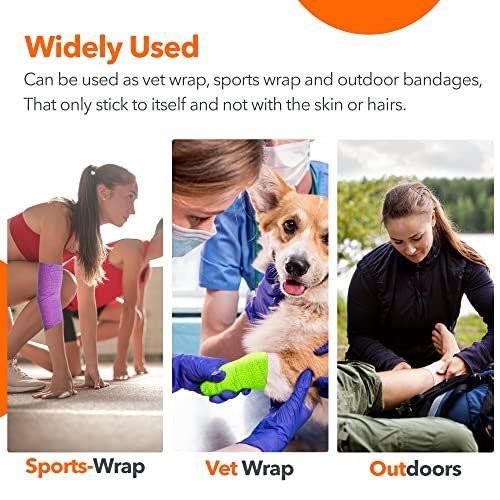 Self Adhesive Bandage Wrap 2 Inch x 5 Yards – Pack of 12 Multi Colored Cohesive Bandage, Non-Woven Vet Wrap for Dogs and Pets – Breathable Elastic Bandage Wrap for Ankles & Joint Sprains - görsel 10
