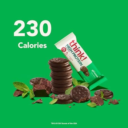 think! Protein Bars, High Protein Snacks, Gluten Free, Kosher Friendly, Girl Scouts Thin Mint, Nutrition Bars, 2.1 Oz per Bar, 10 Count