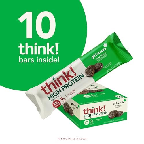 think! Protein Bars, High Protein Snacks, Gluten Free, Kosher Friendly, Girl Scouts Thin Mint, Nutrition Bars, 2.1 Oz per Bar, 10 Count - görsel 7