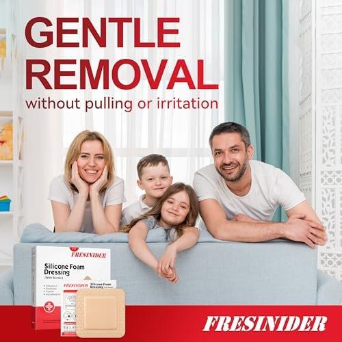 FRESINIDER Silicone Foam Dressing with Adhesive Border, 20 Pack, 2" x 2" Small Foam Wound Dressings, Gentle Silicone Adhesion, Breathable & Comfortable, for Minor Cuts, Burns & Post-Surgical Care - görsel 10