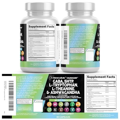 Clean Nutraceuticals GABA 750mg 5 HTP 200mg L Tryptophan 500mg L Theanine 200mg Ashwagandha SAM-e L-Glycine - Mood Support Vitamins for Women and Men with L-Tyrosine 5-HTP (5-Hydroxytryptophan) - görsel 16