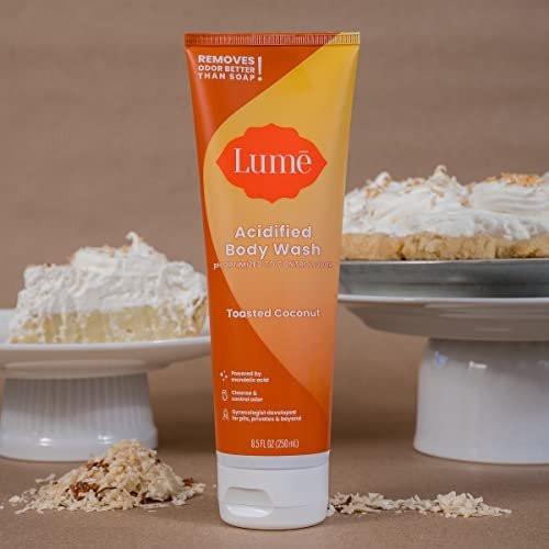 Lume Acidified Body Wash - 24 Hour Odor Control - Removes Odor Better than Soap - Moisturizing Formula - Formulated Without SLS or Parabens - OB/GYN Developed - 8.5 ounce (Toasted Coconut) - görsel 1
