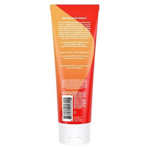 Lume Acidified Body Wash - 24 Hour Odor Control - Removes Odor Better than Soap - Moisturizing Formula - SLS Free, Paraben Free - Safe For Sensitive Skin - 8.5 ounce (Clean Tangerine) - görsel 4
