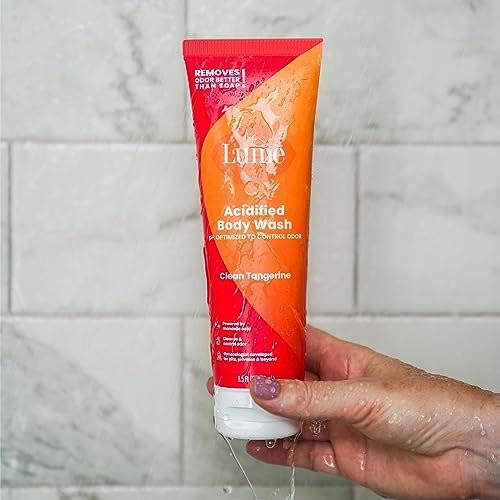 Lume Acidified Body Wash - 24 Hour Odor Control - Removes Odor Better than Soap - Moisturizing Formula - SLS Free, Paraben Free - Safe For Sensitive Skin - 8.5 ounce (Clean Tangerine) - görsel 15