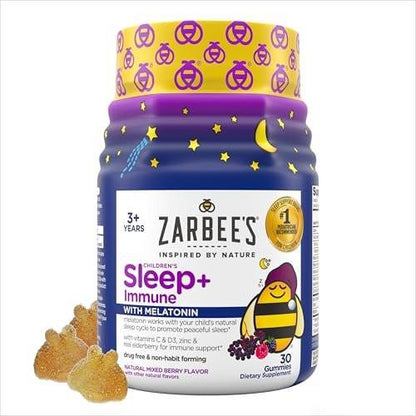 Zarbee's Sleep & Immune Gummy 30ct - Berry Flavored Sleep Aid with Melatonin & Vitamin C
