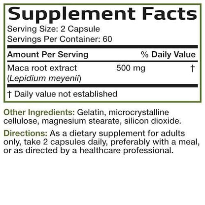 Bronson Maca Root Lepidium Meyenii Non-GMO, 120 Vegetarian Capsules
