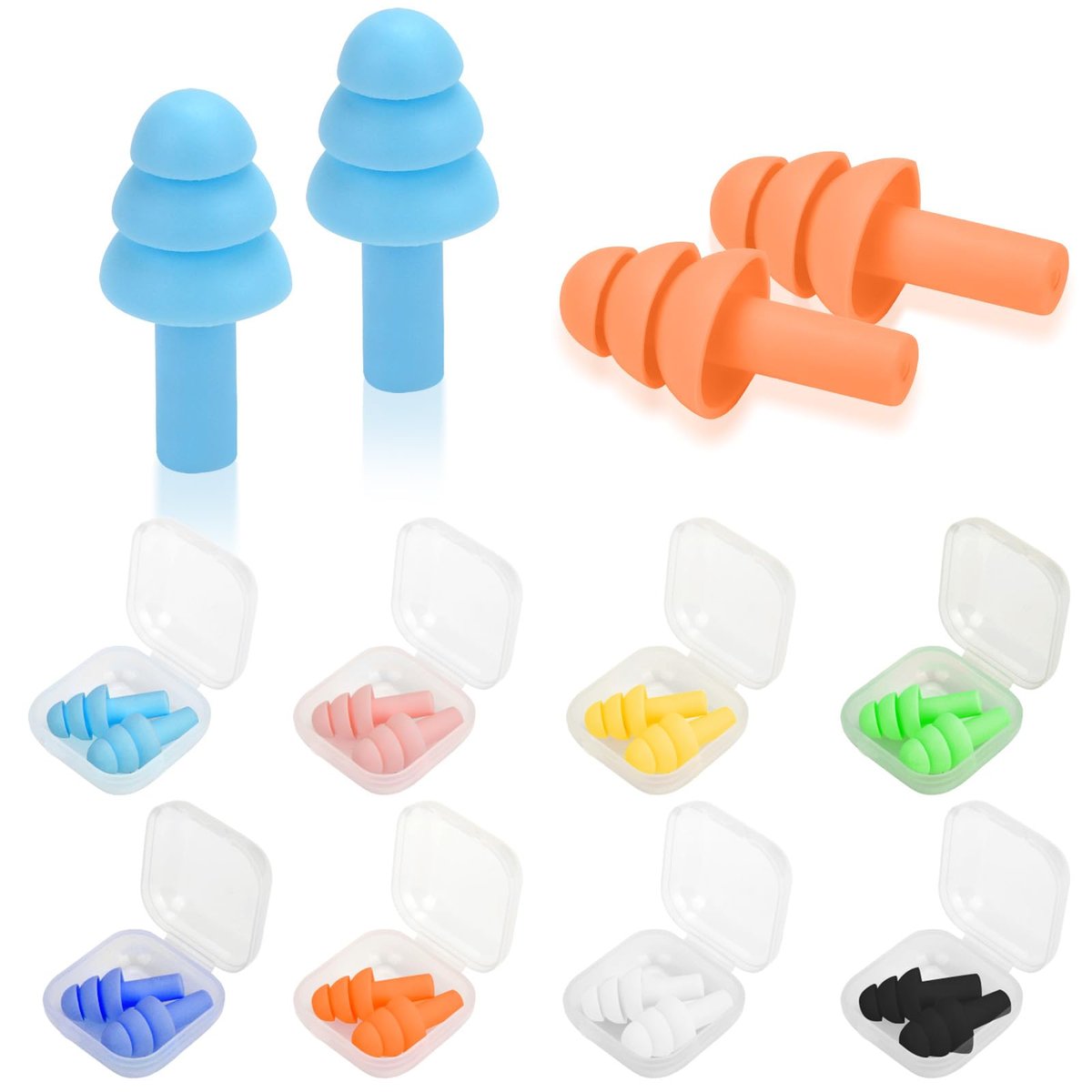 Ear Plugs for Swimming, Sleeping Noise Cancelling, Snoring, Shooting, Working, Reusable Silicone Earplugs, Super Soft Ear Plug for Noise Reduction, Ears Protection (8 Colors) - görsel 1