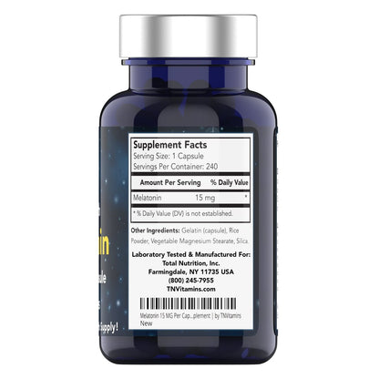 tnvitamins Melatonin 15 MG Per Capsule (240 – Extra Strength Formula: With 15 mg of melatonin per capsule, this – Image 12