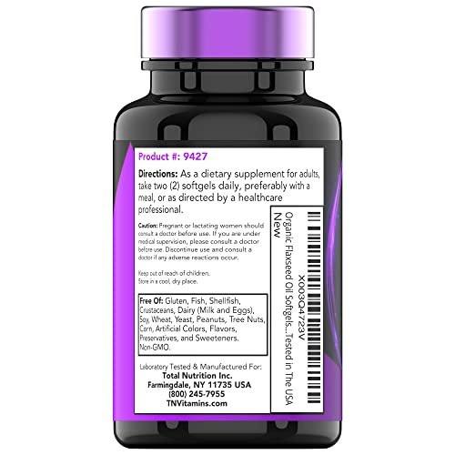 tnvitamins Organic Flaxseed Oil Softgels: 2000 mg - 90 Softgels | High in Omega-3 Fatty Acids | Flaxseed Oil Supplement for Women & Men | Non-GMO - görsel 5