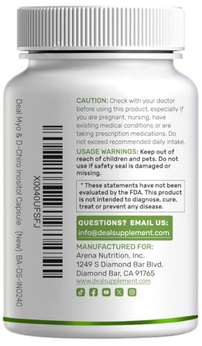 Myo-Inositol & D-Chiro Inositol Supplement for Women (40:1) | 2,050mg Per Serving | 240 Veggie Capsules | with Folate, Vitamin D3 & Vitex | Hormonal Balance & Cycle Support | Non-GMO - görsel 5