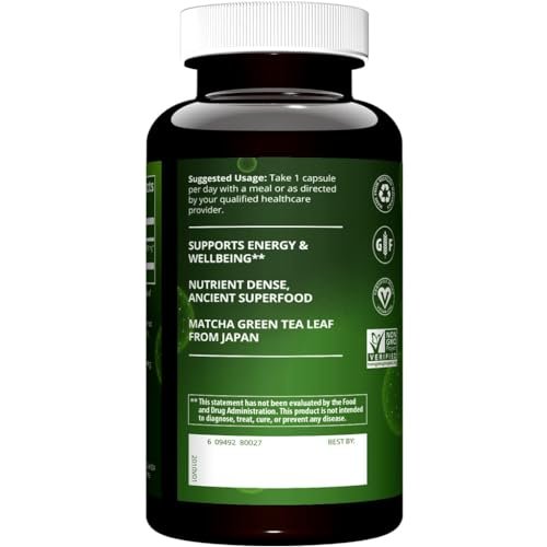 MRM Matcha Green Tea Capsules - Natural Green Tea Leaf Extract for Daily Energy & Antioxidant Support - Vegan, Gluten-Free - 60 Servings - görsel 5