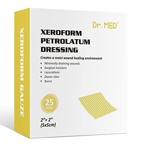 Dr.Med Xeroform Petrolatum Dressing Patch, 2"x2" - 25 Pcs/Box, Non-Adherent Gauze Dressings for Minor Burns, Lacerations, Skin Grafts, Sutured Wounds - görsel 8