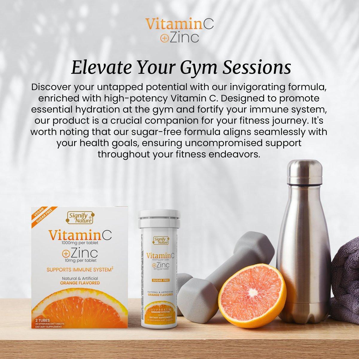 SIGNIFY NATURE Vitamin C 1000mg Effervescent Tablets - Potent Immune Support with Zinc - Sugar-Free & Vegan - 40 Tablets - görsel 5