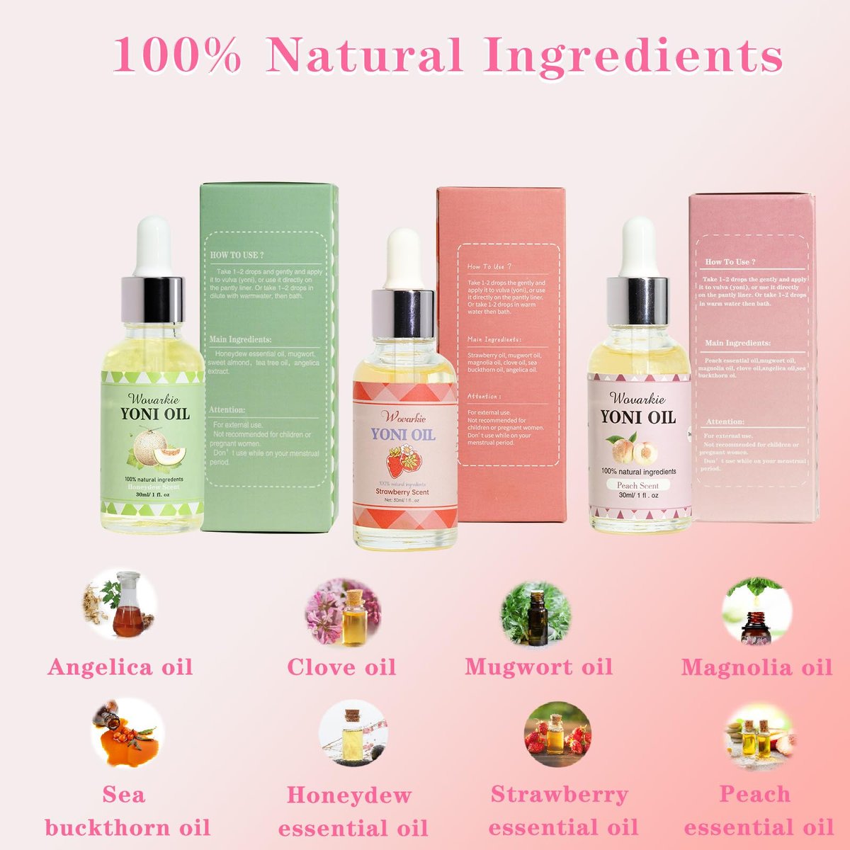 Yoni Oil for Women Set Of 3, 100% Natural Feminine Oil Deodorant for Women, Eliminates Odor and Ph Balanced, Feminine Serum Made with Pure Natural Essential Oils (1 fl oz/30 ml) - görsel 3