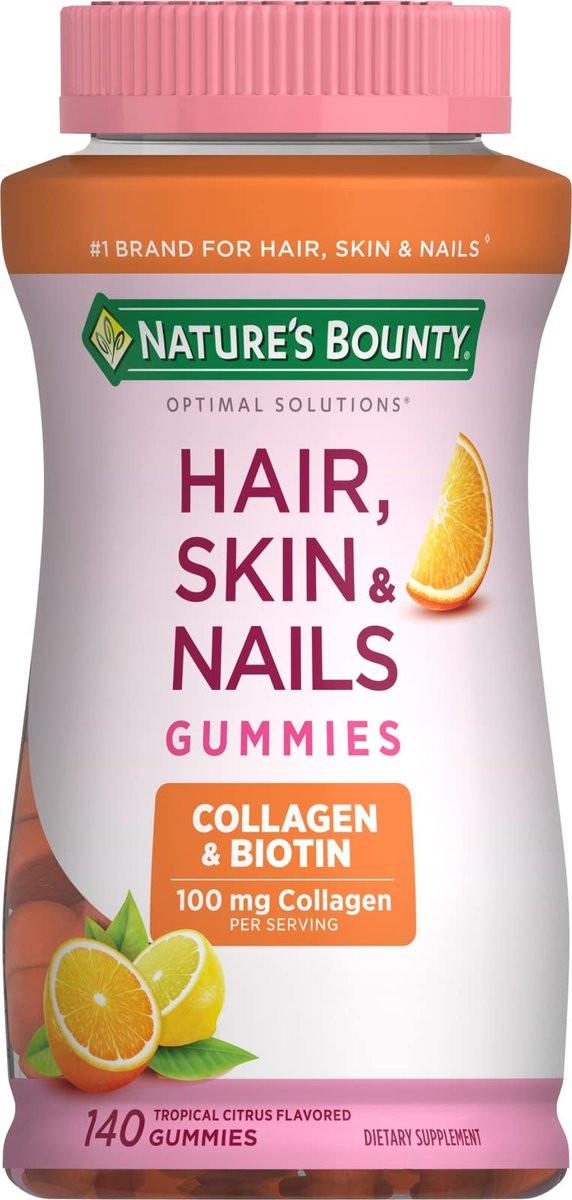 Nature's Bounty with Biotin and Collagen, Citrus Gummies, 140 Ct - görsel 1