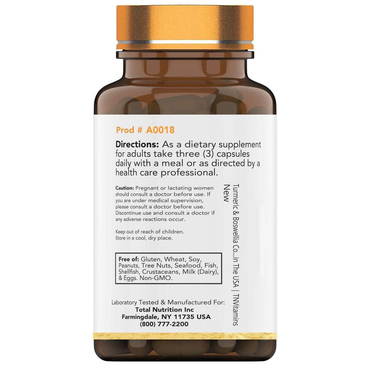 tnvitamins Turmeric & Boswellia Complex (180 Capsules) with Ginger Root, Bromelain, & Black Pepper Extract | Joint-Ease Formula: Powerful Joint Support Supplement* | Produced in The USA - görsel 4