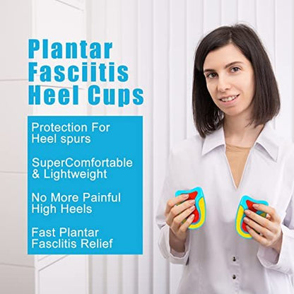 Janmercy 6 Pcs Kids Heel Cups for Heel Pain, Plantar Fasciitis, Ankle Pain – Shock Absorbing Lightweight Gel Cushion Pads in 3 Colors (Kid's Size 3-7)