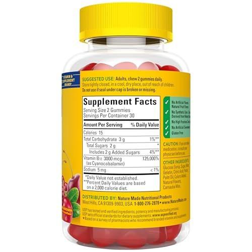 Nature Made Maximum Strength Vitamin B12 5000 mcg, Dietary Supplement for Energy Metabolism Support, 60 Softgels, 60 Day Supply