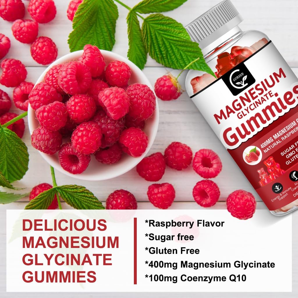 Magnesium Glycinate Gummies 400mg, Mg Potassium Supplement with Chelated Magnesium Malate Complex, Vitamin D, B6, and CoQ10, Supports for Memory, Calm, Mood & Sleep - 60 Count (Pack of 1) - görsel 7
