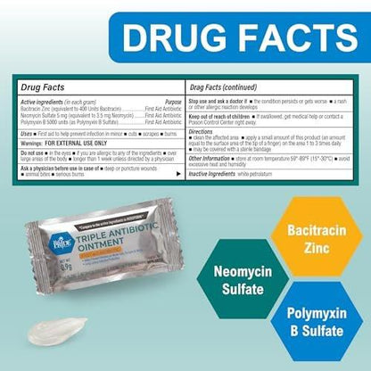 MED PRIDE Triple Antibiotic Ointment – 144 Count Individual Packets – First Aid Cream for Cuts, Scrapes, Burns, Wounds & Skin Irritation – Portable Travel-Size Antibiotic Salve Pack