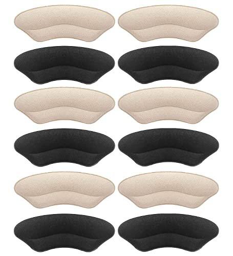 Heel Grips Liner Cushions Inserts for Loose Shoes, Heel Pads Snugs for Shoe Too Big Men Women, Filler Improved Shoe Fit and Comfort, Prevent Heel Slip and Blister (Pale Apricot+Black(6 Pairs)) - görsel 1